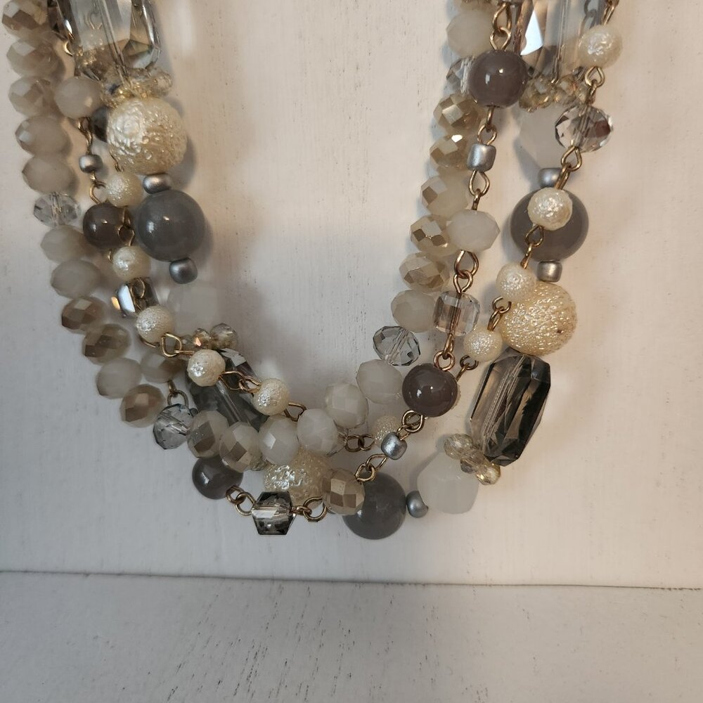 Multi-Stand Layered And Beaded Statement Necklace - image 2